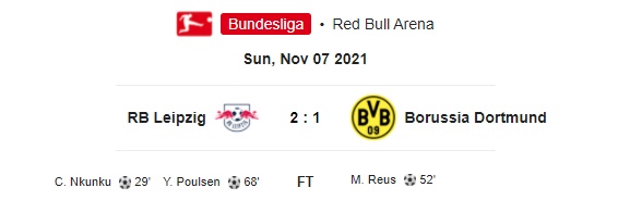 RB Leipzig 2-1 Borussia Dortmund