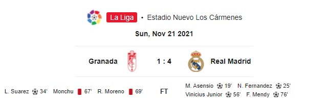 Highlight Granada 1-4 Real Madrid