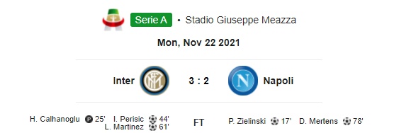 Highlight Inter Milan 3-2 Napoli