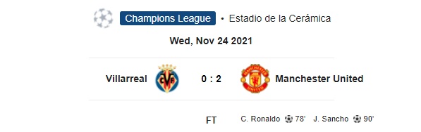 Highlight Villarreal 0-2 Manchester United