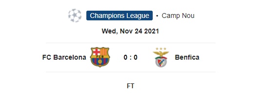 Highlight Barcelona 0-0 Benfica