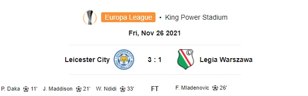Highlight  Leicester City 3-1 Legia Warszawa