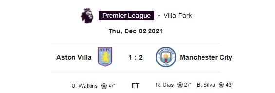 Highlight Aston Villa 1-2 Manchester City