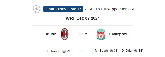 Highlight AC Milan 1-2 Liverpool