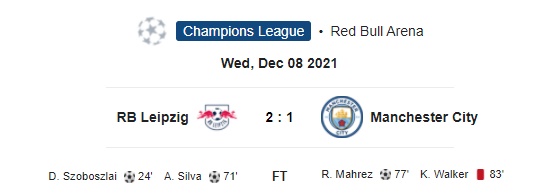 Highlight RB Leipzig 2-1 Manchester City