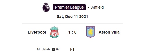 Highlight Liverpool 1-0 Aston Villa