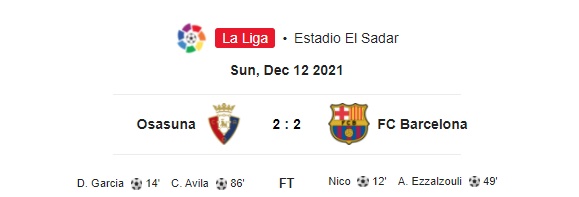 Highlight Osasuna 2-2 Barcelona