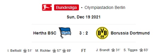 Highlight Hertha Berlin 3-2 Borussia Dortmund